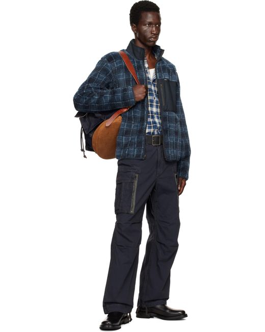 RRL Blue Wool-Blend Pile Fleece Jacket for men