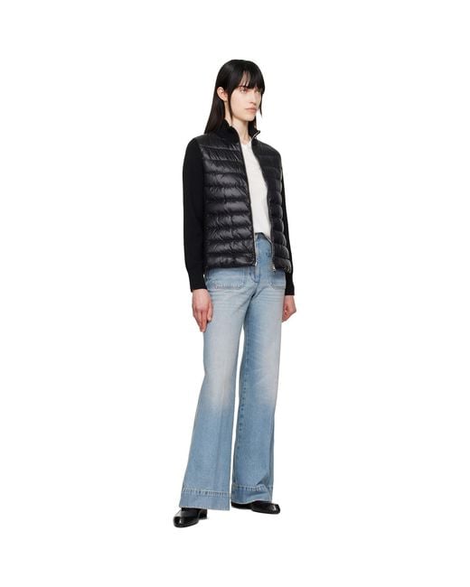 Moncler Black Padded Wool Zip-Up Down Jacket