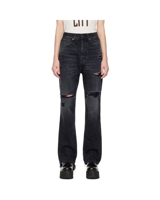 R13 Blue Black Izzy Drop Jeans