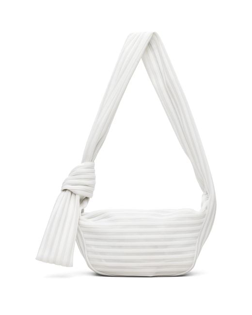 Issey Miyake White Off- Linear Knit 58 Bag