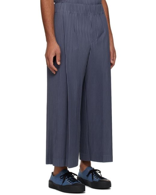 Homme Plissé Issey Miyake Blue Homme Plissé Issey Miyake Gray Monthly Color October Trousers for men
