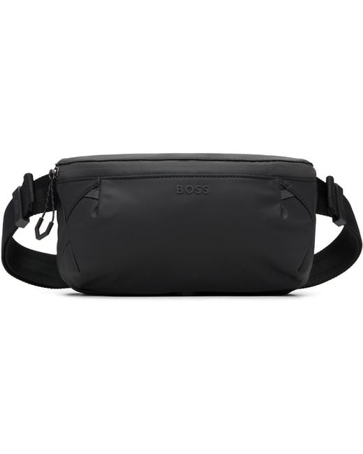 Boss Black Reflective Trim Belt Bag for men