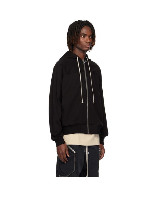 Rick Owens Black Temple Heavy Jersey Windbreaker Hoodie for men