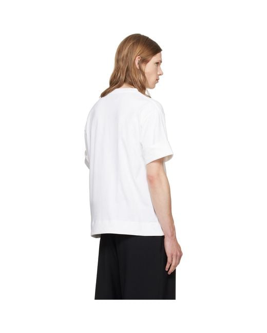 Simone Rocha White Fitted Wire Turnup T-Shirt for men