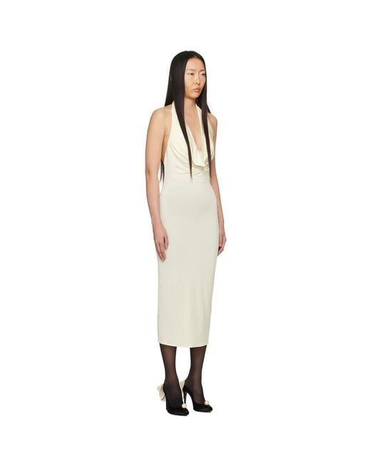 Magda Butrym Black Off-white Cowl Midi Dress