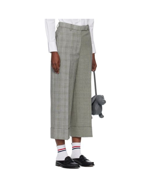 Thom Browne Gray High Waisted Straight Leg Trousers