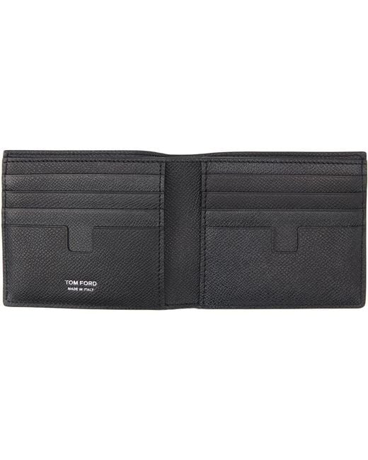 Tom Ford Black Small Grain Leather Bifold Wallet for men