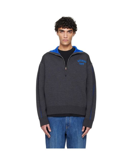 Givenchy Blue Couture Seam Half-Zipped Sweater for men