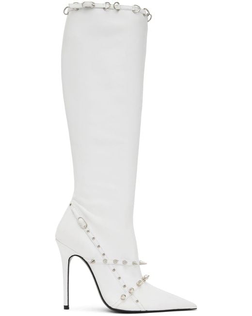 Abra White Spike Boots