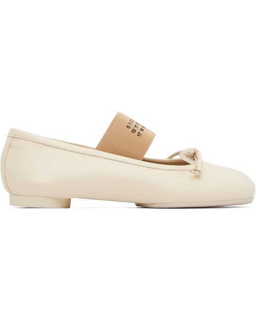MM6 by Maison Margiela White Off- Anatomic Numeric Ballerina Flats