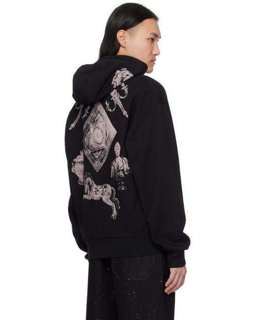 Givenchy Black Hubert Objects Print Zipped Hoodie for men