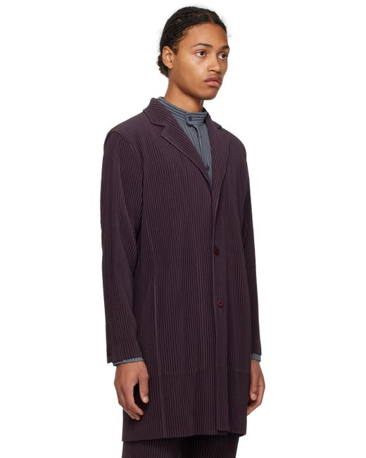 Homme Plissé Issey Miyake Homme Plissé Issey Miyake Purple Single-breasted Coat for men
