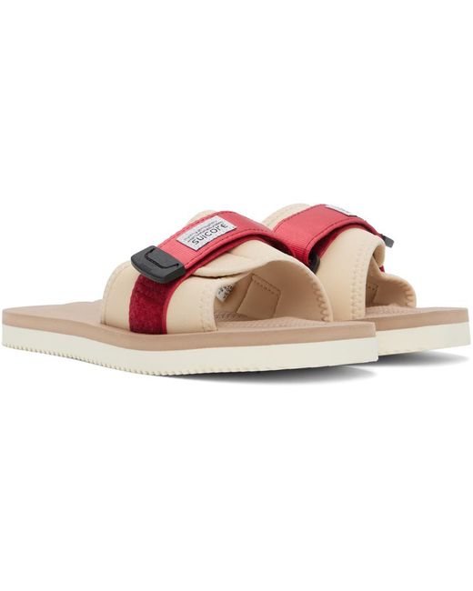 Suicoke Black Red & Beige Padri Sandals