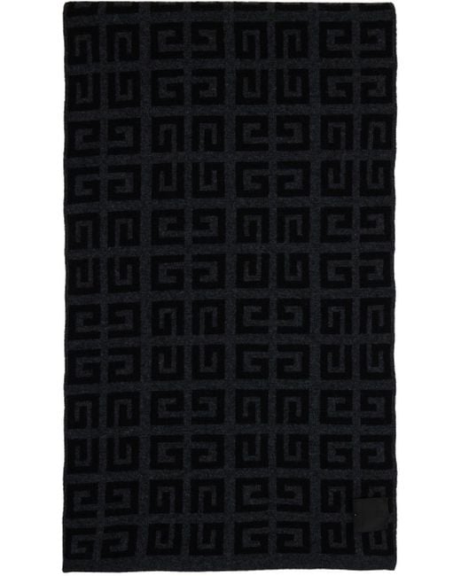Givenchy Black & Gray 4g Scarf for men