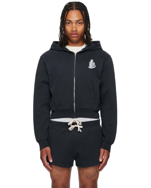 Pull À Capuche Bleu Marine À Logo De Bâtiment Exclusif À Ssense Abra pour homme en coloris Black