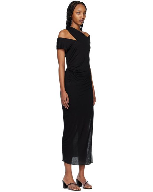 Helmut Lang Black Navy Scala Midi Dress