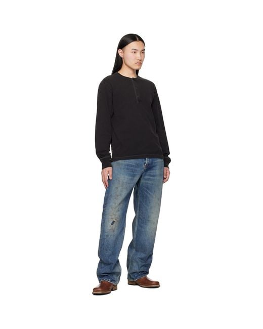 RRL Black Jersey Henley for men