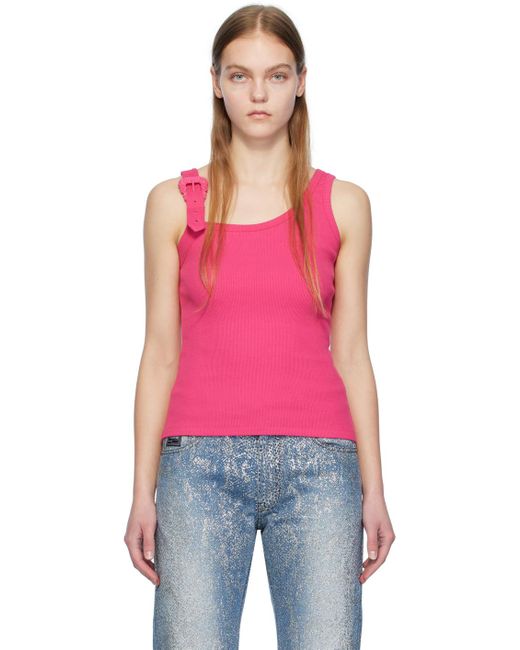 Versace Red Pink Ribbed Tank Top