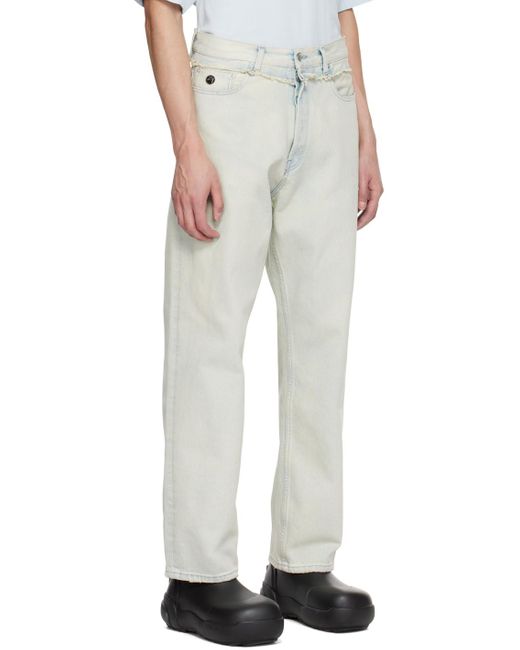 Ambush White Frayed Jeans for men
