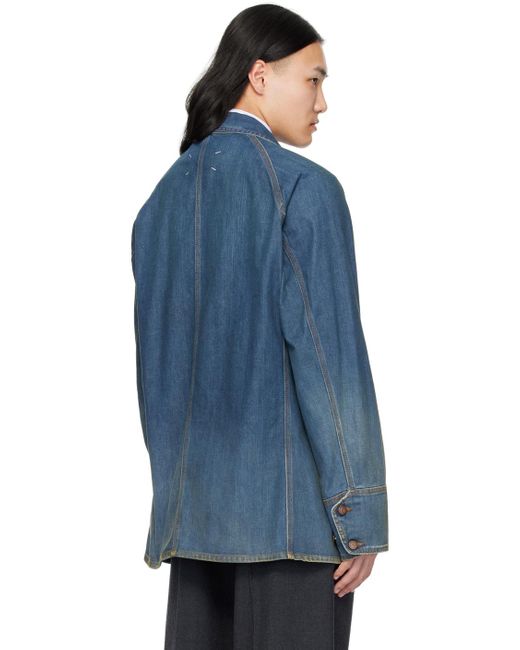 Maison Margiela Blue Embroidered Denim Jacket for men