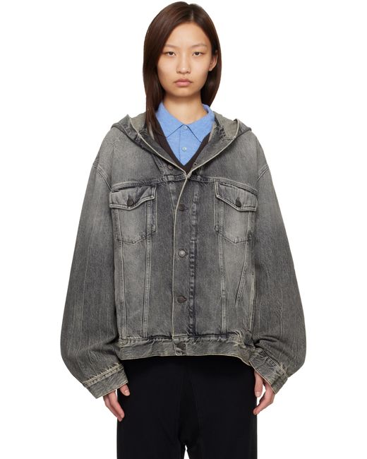 Acne Studios レディース グレー ブラック フード付き デニム 