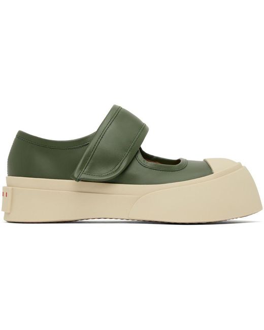 Marni Leather Green Pablo Mary-jane Sneakers in Black | Lyst