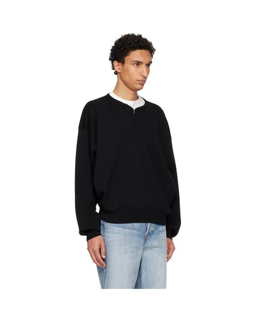 Fear Of God Black Merino Milano Knit Henley for men