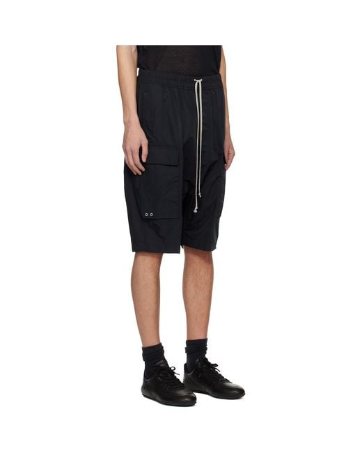Rick Owens Black Temple Cargo Pods Shorts for men