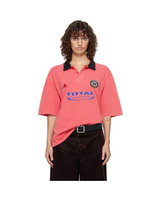 Martine Rose Red Oversized S/S 'Total' Sports Polo