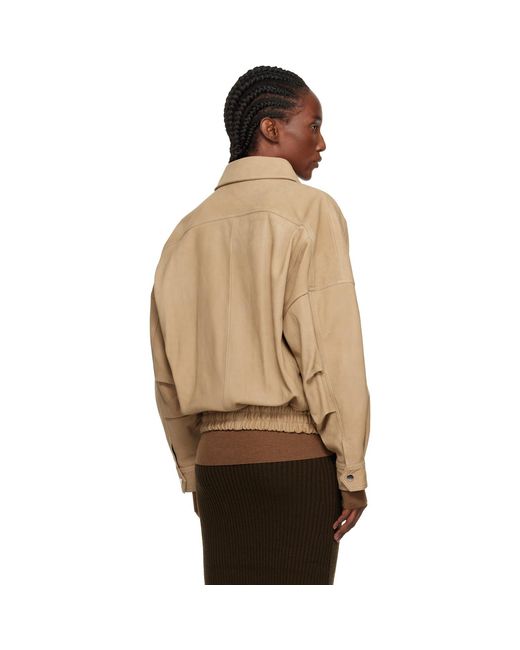 Nour Hammour Natural Dalma Relaxed Nubuck Suede Jacket