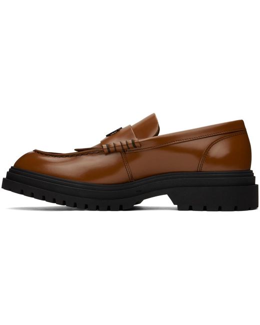 Fred Perry Black Tan Leather Loafers for men