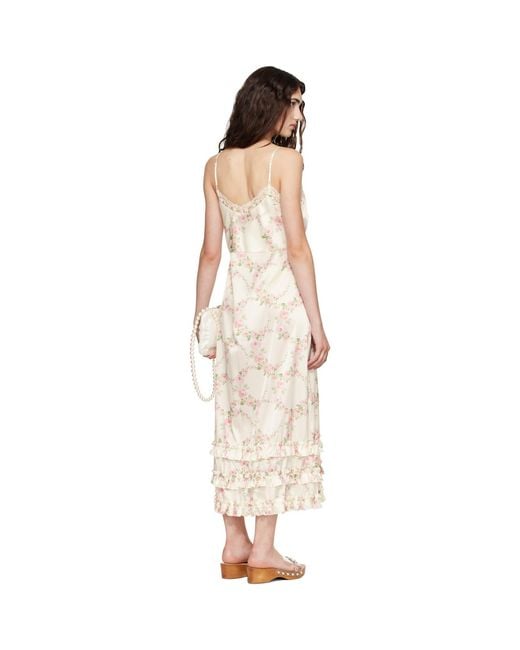 Simone Rocha Natural Off- Ruffle Frill Hem Slip Midi Dress