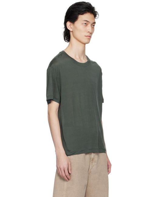 T-shirt vert en soie Lemaire pour homme en coloris Black