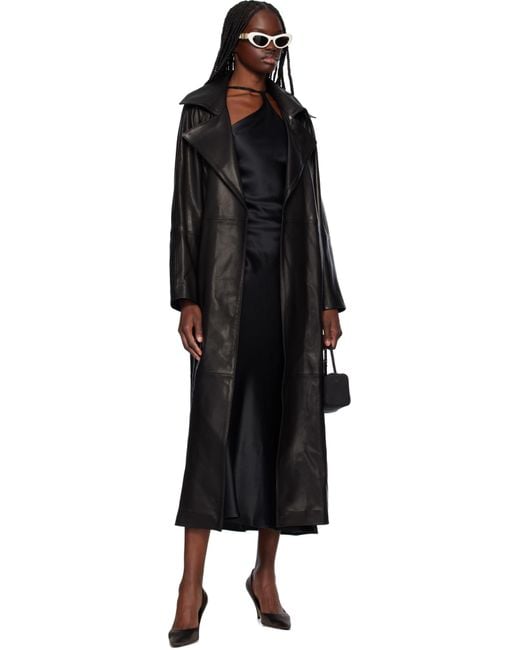 【関税込み】Nour Hammour ブラック Althea ベルト レザーコート Nour Hammour Althea Belted Leather Coat in Black | Lyst