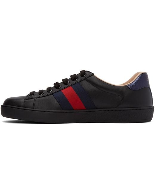 Gucci Black Men's New Ace Leather Trainers for men