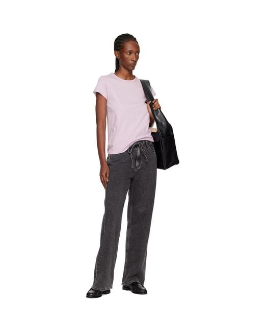 Rag & Bone Gray Phoebe Wide-Leg Drawstring Jeans