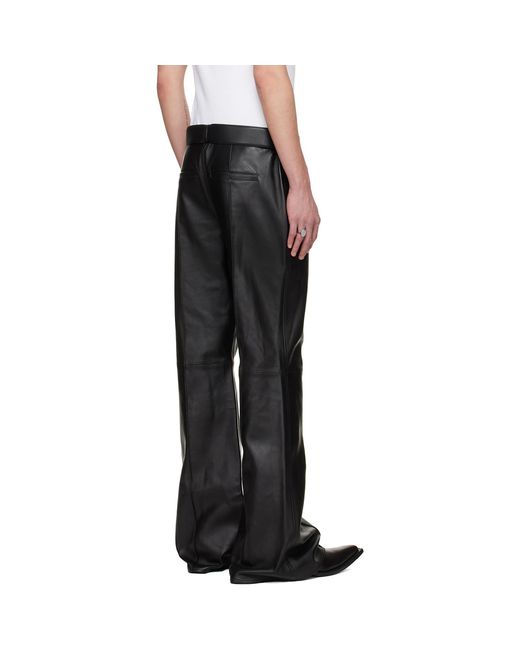 Lu'u Dan Black Bruce Lee X Lựu Đạn Lựu Bells Bell Bottom Leather Pants for men