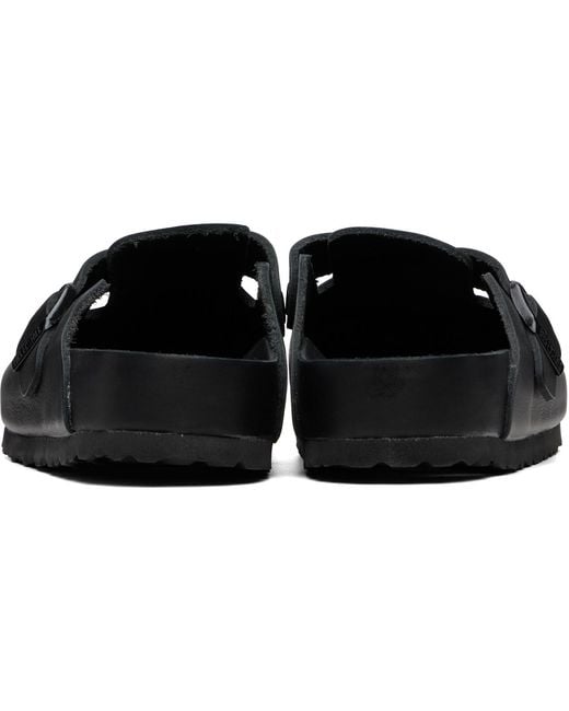 Birkenstock Black Regular Boston Leather Slip-On Loafers for men