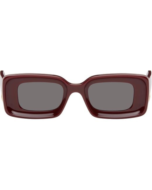 Loewe Black Burgundy Rectangular Sunglasses