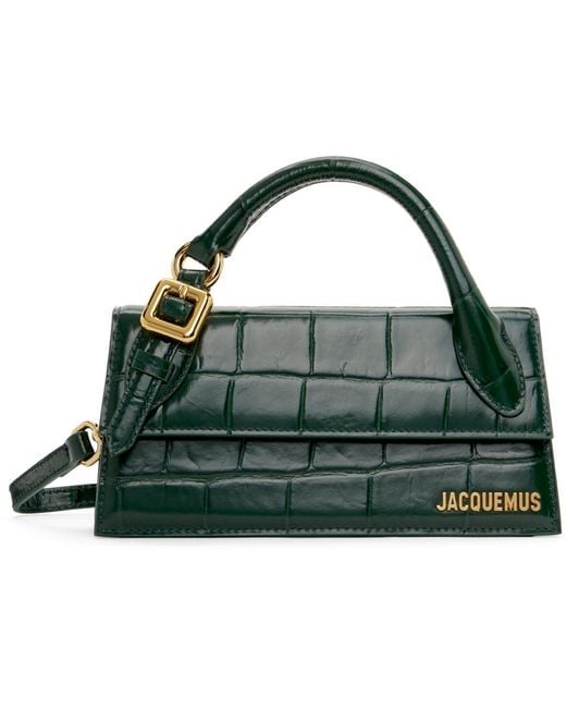 Jacquemus Green Le Chiquito Long Croc-effect Leather Top-handle Bag