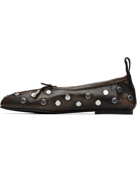 Alohas Black Rosalind All Studs Vintage Effect Ballerina Flats