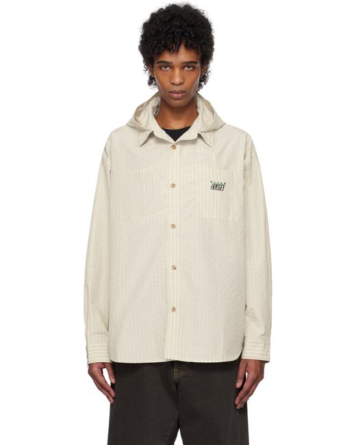 Kijun Off- Check Hoodie Shirt in Natural for Men | Lyst Canada