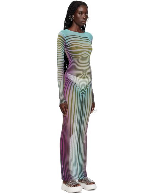 Jean Paul Gaultier Black Ssense Exclusive Blue 'the Body Morphing' Maxi Dress