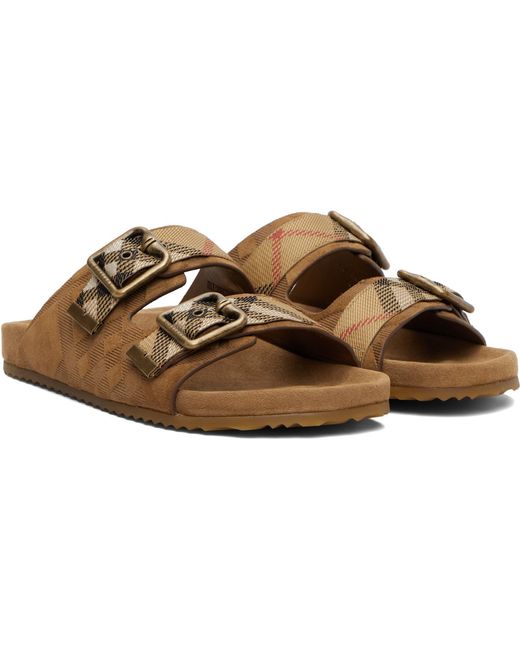 Burberry Black Check Suede Urchin Sandals