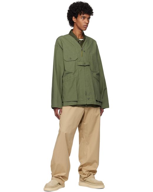 Engineered Garments Green Khaki Cardigan Jacket for men