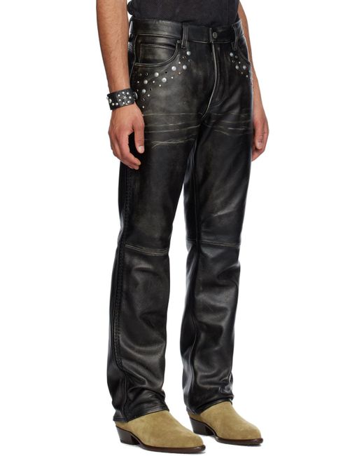 Guess USA Black Flare Leather Pants for men