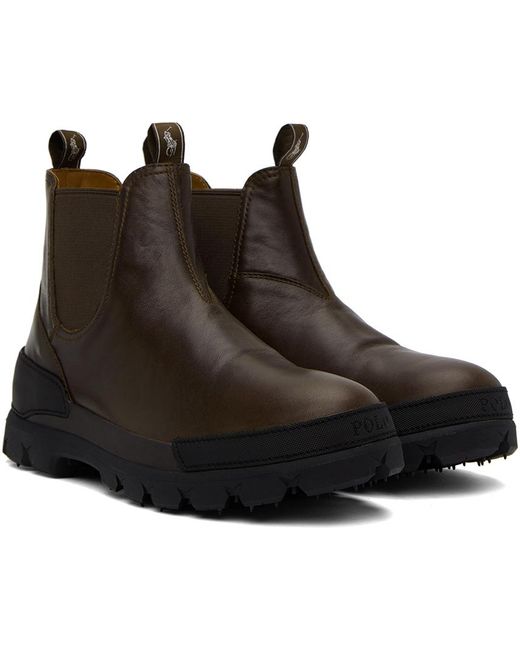 Polo Ralph Lauren Black Brown Oslo Chelsea Boots for men