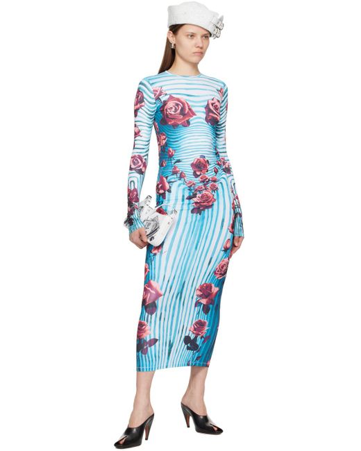 Jean Paul Gaultier Blue Flower Body Morphing Maxi Skirt