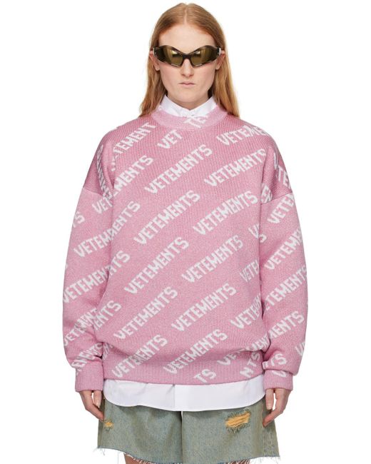 Vetements Pink Jacquard Sweater