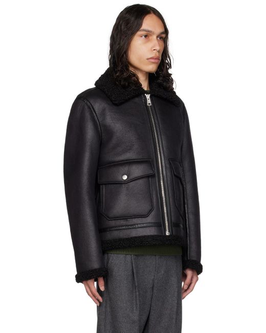 A.P.C. . Black Tommy Faux-shearling Jacket for men